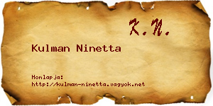 Kulman Ninetta névjegykártya